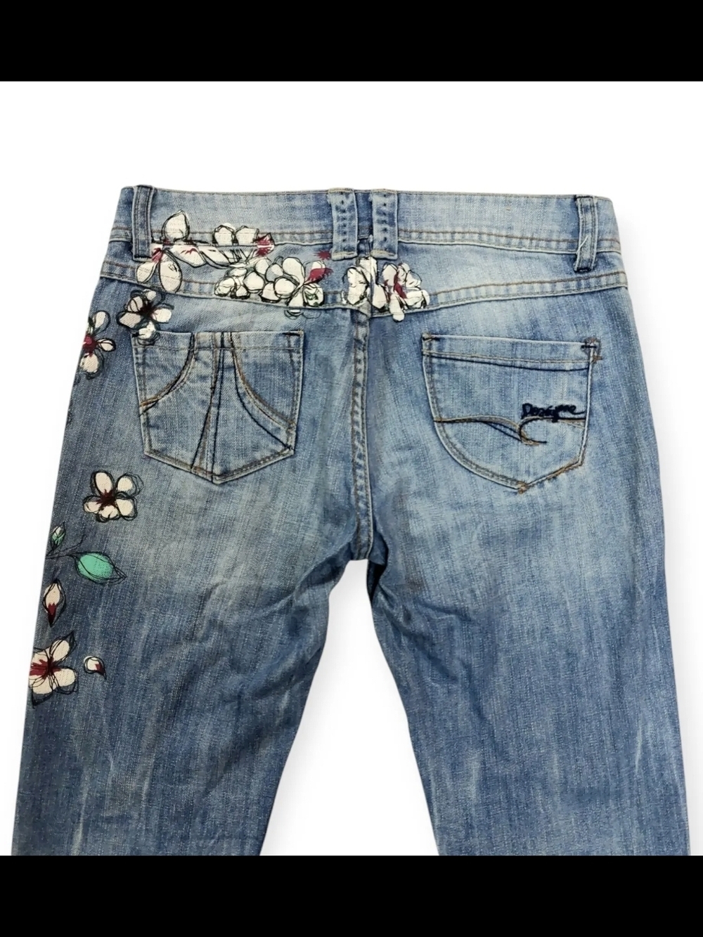 Desigual Florish Art Denim Size 30 Light Wash Blue Women’s Jeans - Picture 3 of 5